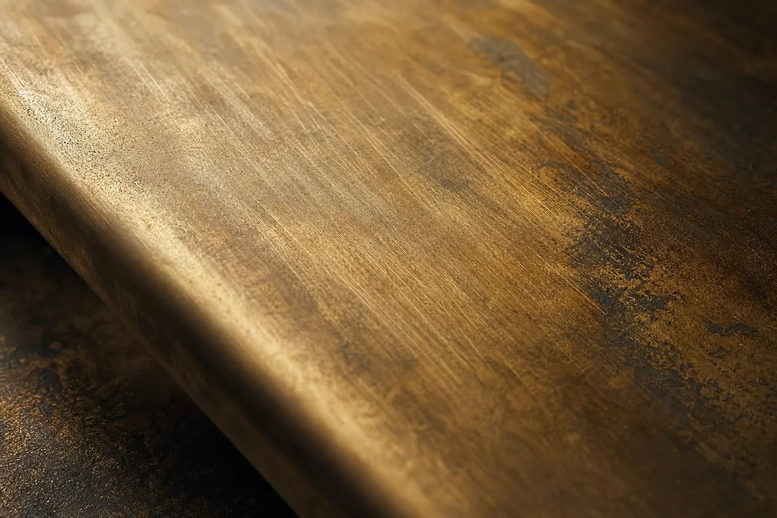 Close-up of brushed copper surface with warm metallic texture and subtle patina.