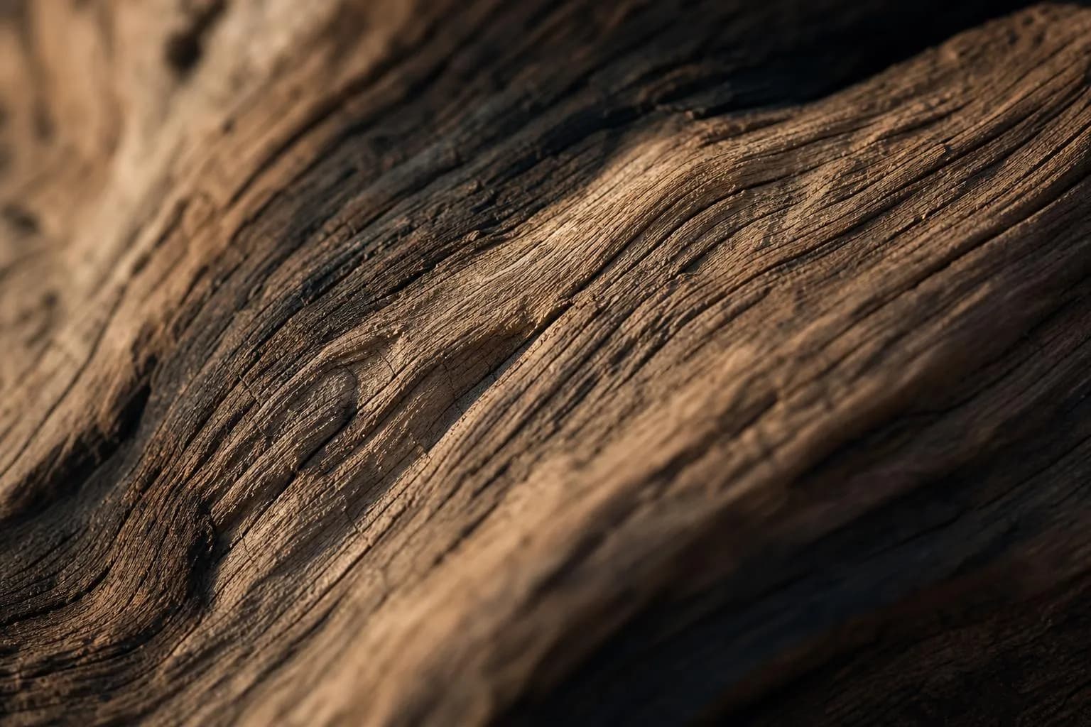 Close-up of aged oak wood grain with natural patina and deep texture striations.