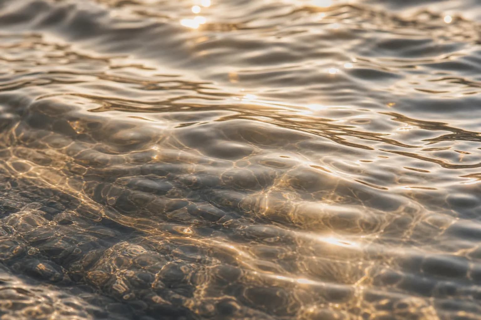 Close-up of rippling water surface with soft light and gentle waves
