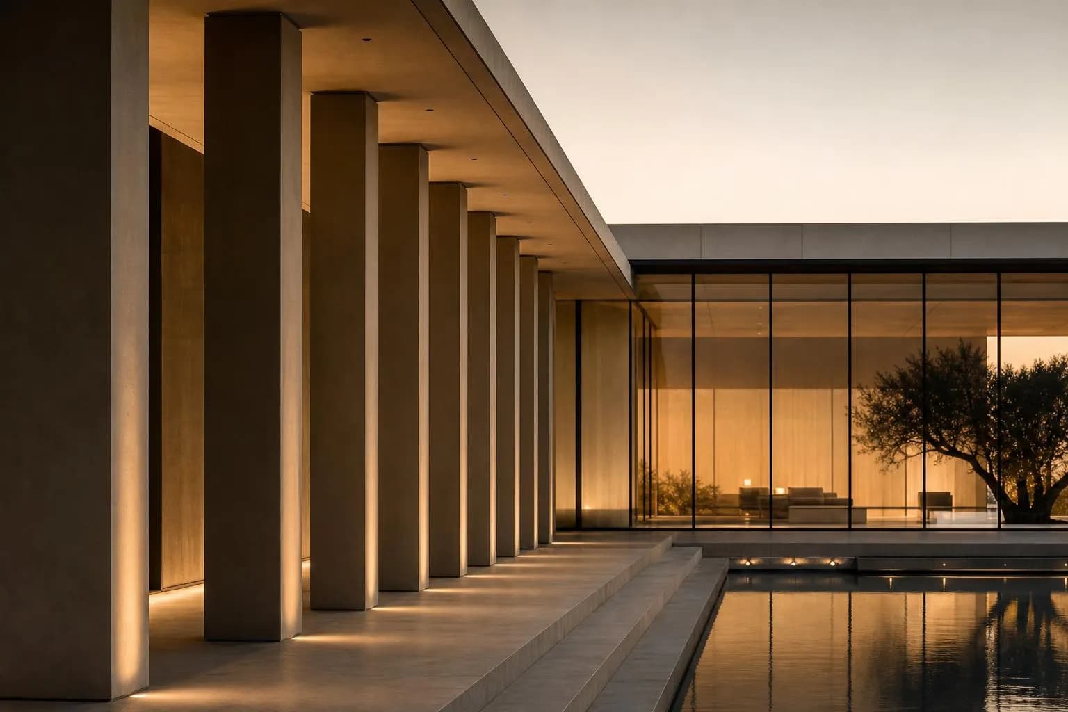 Modernist architecture with geometric precision and clean shadows
