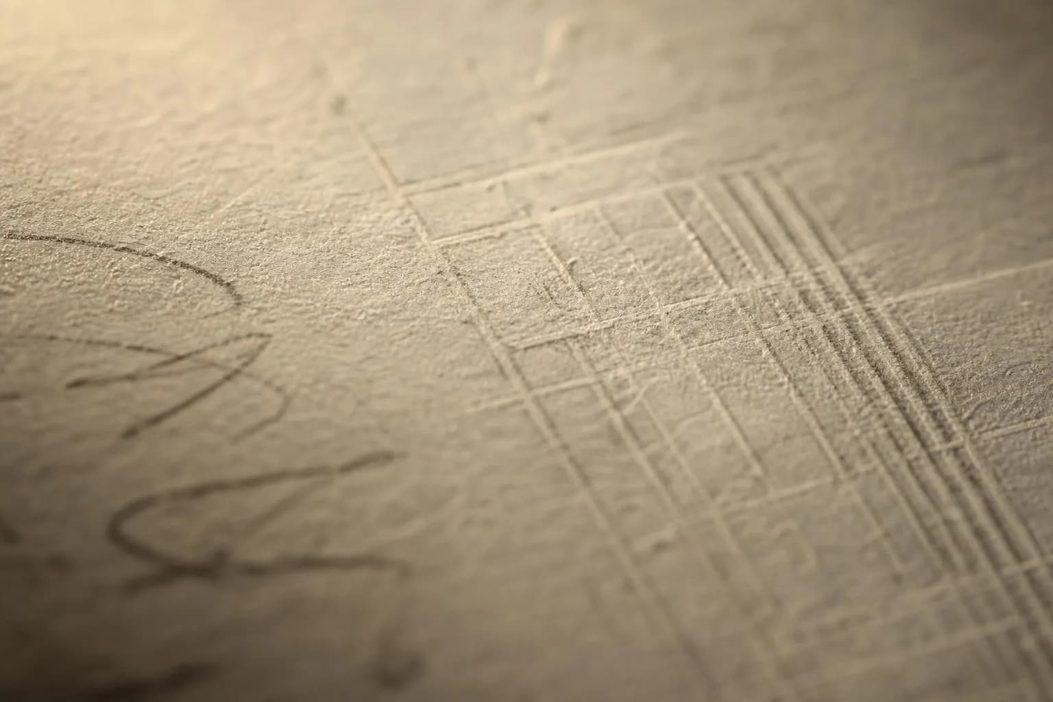 Close-up detail of aged paper texture with subtle markings and embossed surface.